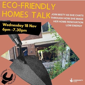 Flyer for Eco friendly homes talk on Wednesday 18th November 2026