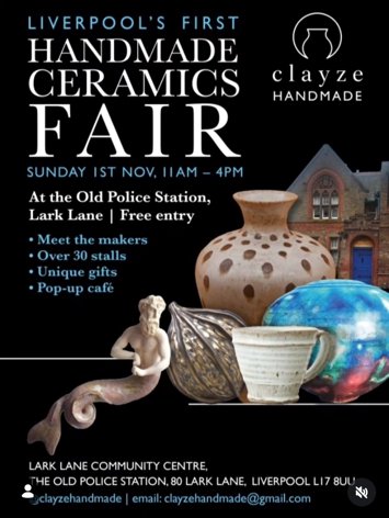 Flyer for handmade ceramics fair on Sunday 1st November 2026