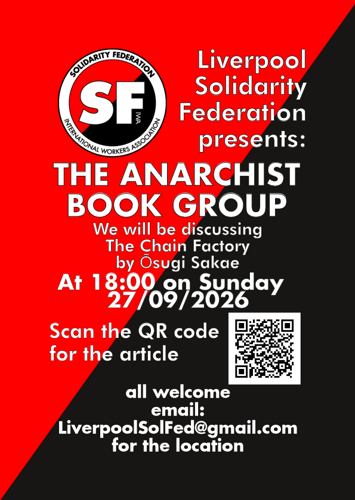 Flyer for The Anarchist Book Group on Sunday 27th September 2026