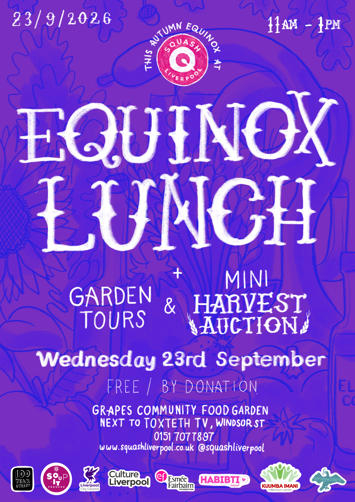 Flyer for Equinox Lunch at Squash Liverpool on Wednesday 23rd September 2026