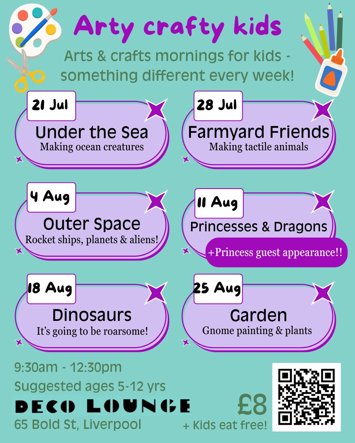 Flyer for Arty Crafty Kids on Tuesday 25th August 2026