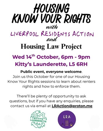 Flyer for Housing: know your rights on Wednesday 14th October 2026