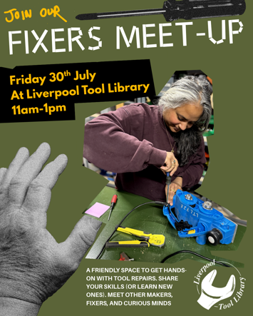 Flyer for Fixers Meet-up on Thursday 30th July 2026