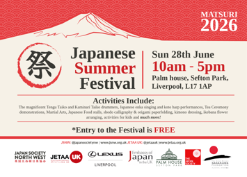 Flyer for Japanese Summer Festival on Sunday 28th June 2026