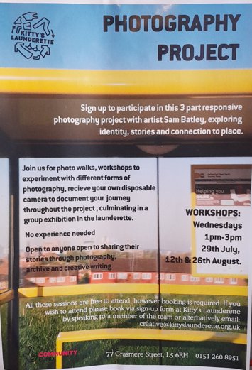Flyer for Photography project on 3 dates