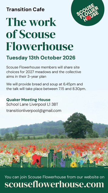 Flyer for Transition cafe on Tuesday 13th October 2026