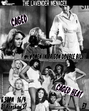Flyer for Caged + Caged Heat Double Bill, presented by Paraphysis Cinema on Wednesday 16th September 2026