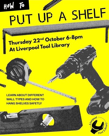 Flyer for Putting up a shelf workshop on Thursday 22nd October 2026