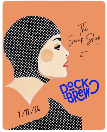 Flyer for Swap Shop drop in at Dock and Brew (3pm-6pm) on Sunday 1st November 2026