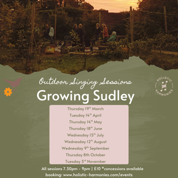 Flyer for Outdoor Evening Singing Session at Growing Sudley on Tuesday 3rd November 2026