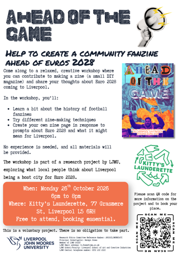Flyer for Community fanzine workshop on Monday 26th October 2026