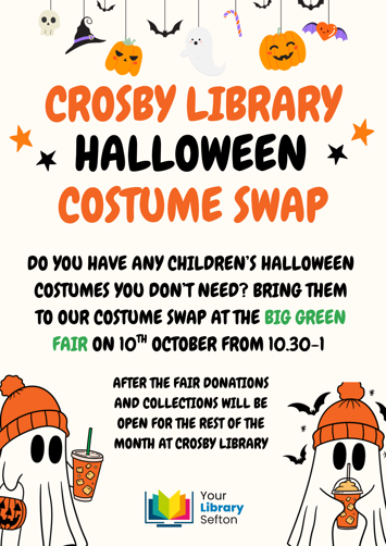 Flyer for past event: Crosby Library Halloween Costume Swap