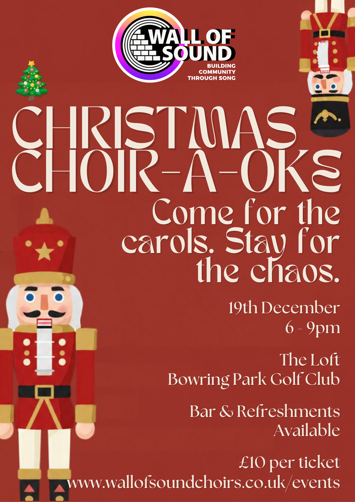 Flyer for Christmas Choir-a-oke on Saturday 19th December 2026