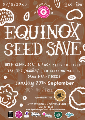 Flyer for Equinox Seed Save at Squash on Sunday 27th September 2026