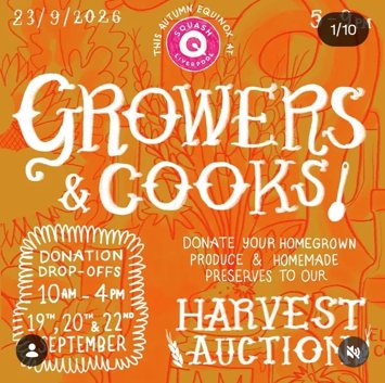 Flyer for Harvest Auction - donation drop off on 3 dates