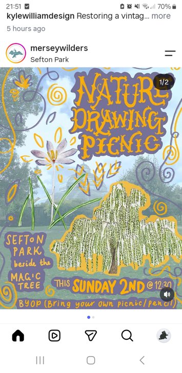 Flyer for past event: Nature drawing picnic in sefton park