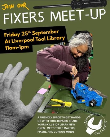 Flyer for Fixers meet up on Friday 25th September 2026