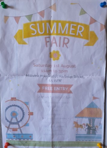 Flyer for Summer fair on Saturday 1st August 2026